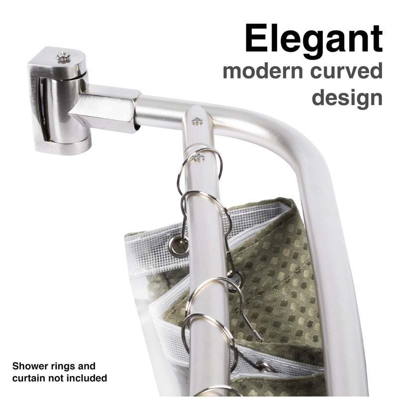 JS Jackson Supplies Double Curved Shower Rod, Metal Construction, Adjustable Between 44 to 70 Inches, Aluminum Rods and Zinc Mounting Hardware, Quality Modern Bathware, Brushed Nickel Finish - Image 3